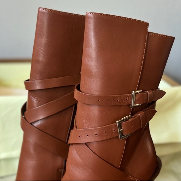 Burberry Boots Heeled Women Leather Tan Hadfield Size 39.5 /US 9.5 $1090 - Picture 11 of 15